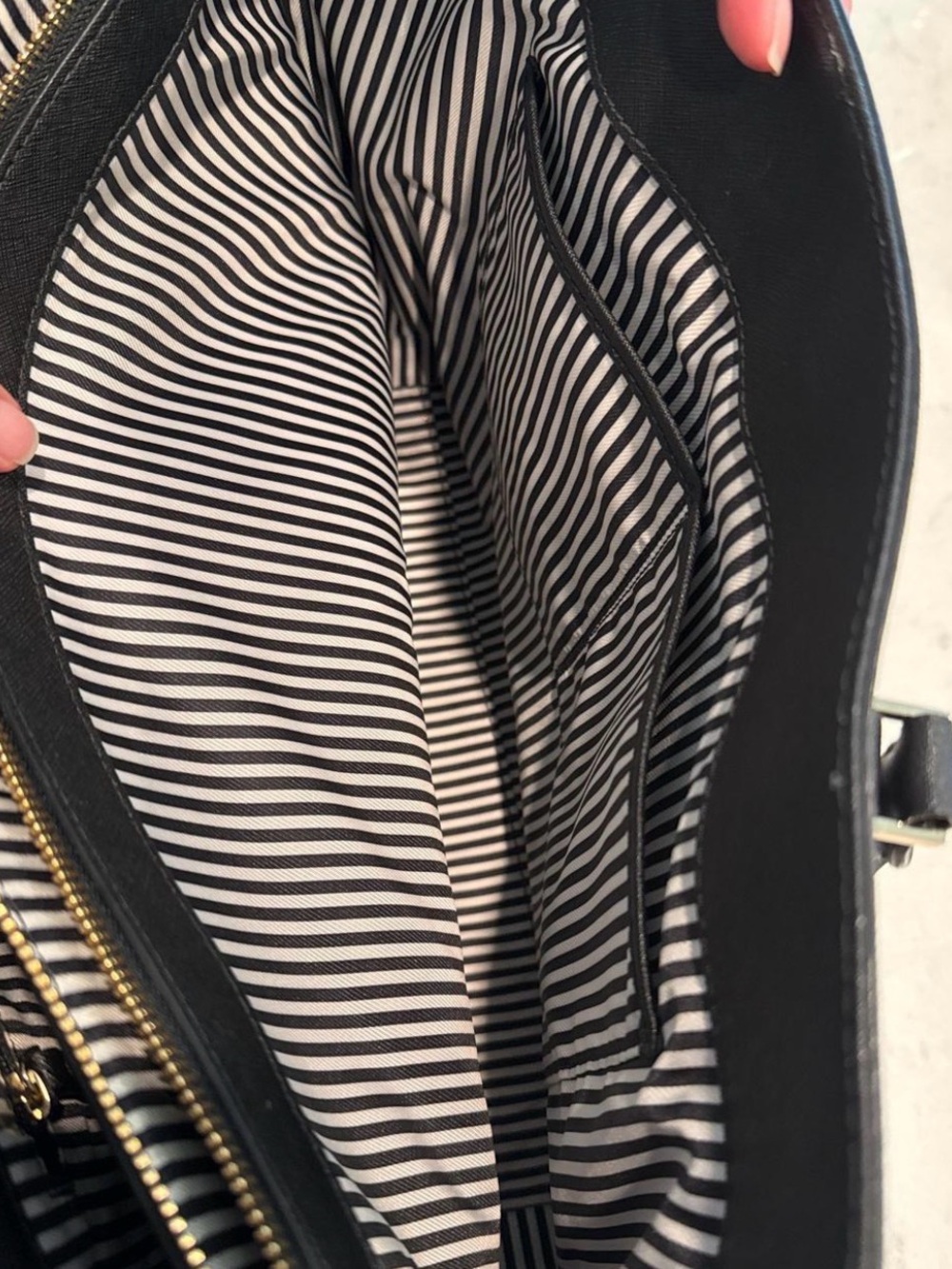 kate spade Black and Gray Two-Tone Structured Tote Saffiano Leather - Picture 4 of 6